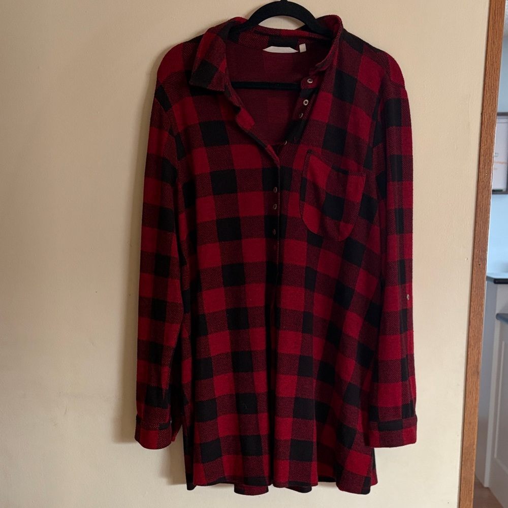 Soft Surroundings Red and Black Checkered Tunic